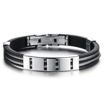 Wawawei Fashion Glamorous Silver Chain Titanium Silicone LeatherMen Bracelet With Free Camera Clip Lens June 2018 - 2 Wawawei Fashion Glamorous Silver Chain Titanium Silicone LeatherMen Bracelet with Free Camera Clip Lens - 2
