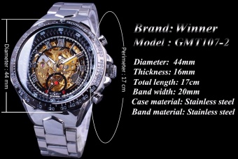 Winner Classic Series Golden Movement Inside Silver Stainless SteelMens Skeleton Watch Top Brand Luxury Fashion Automatic Watch - Intl June 2018 - 3 Winner Classic Series Golden Movement Inside Silver Stainless SteelMens Skeleton Watch Top Brand Luxury Fashion Automatic Watch - intl - 3