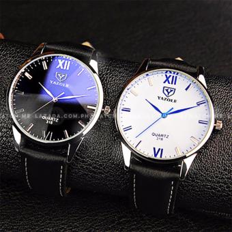 Yazole Men's Classic Rhinestone Black Leather Strap Watch (Black Face) June 2018 - 4 Yazole Men's Classic Rhinestone Black Leather Strap Watch (Black Face) - 4